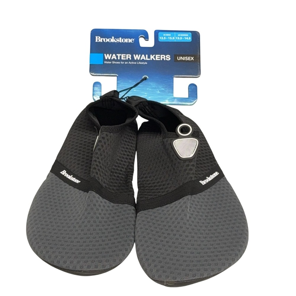 Brookstone Water Walkers Shoes Mens Size 13 Black Mesh Water Swim Beach Surf